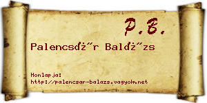Palencsár Balázs névjegykártya
